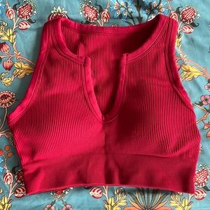 Women’s sports bra, red, athletic style top
